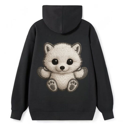 Baby Arctic Fox - white fluffy, tiny black nose, bright curious eyes, - Classic Pullover Hoodie - Black