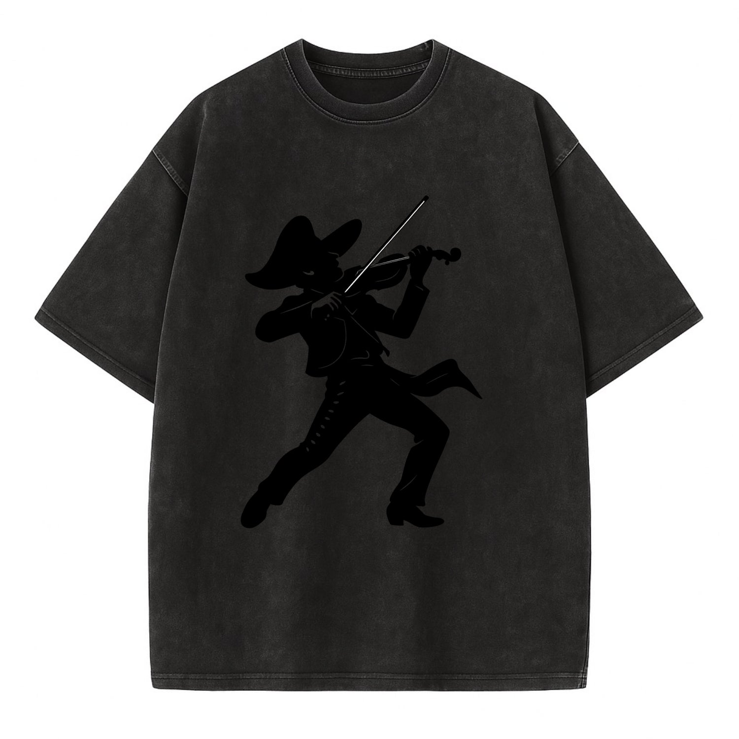 Mariachi violinist passionate performance - Vintage T-shirt - Black