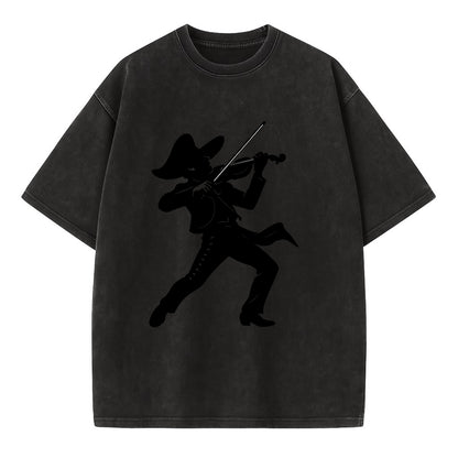 Mariachi violinist passionate performance - Vintage T-shirt - Black