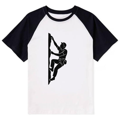 Rock climber reaching for the next hold - Contrast Raglan T-shirt - Black