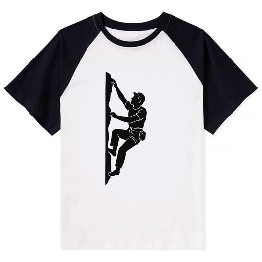 Rock climber reaching for the next hold - Contrast Raglan T-shirt - Black