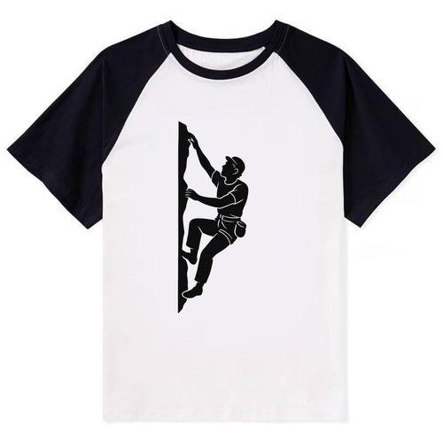 Rock climber reaching for the next hold - Contrast Raglan T-shirt