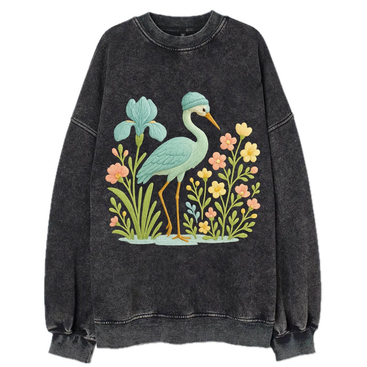 Mint Crane - Vintage Sweatshirt - Black