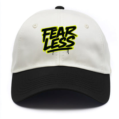 Bold typography design - "FEARLESS" - courage, bravery, facing challenges head on - Two Tone Cap - Black