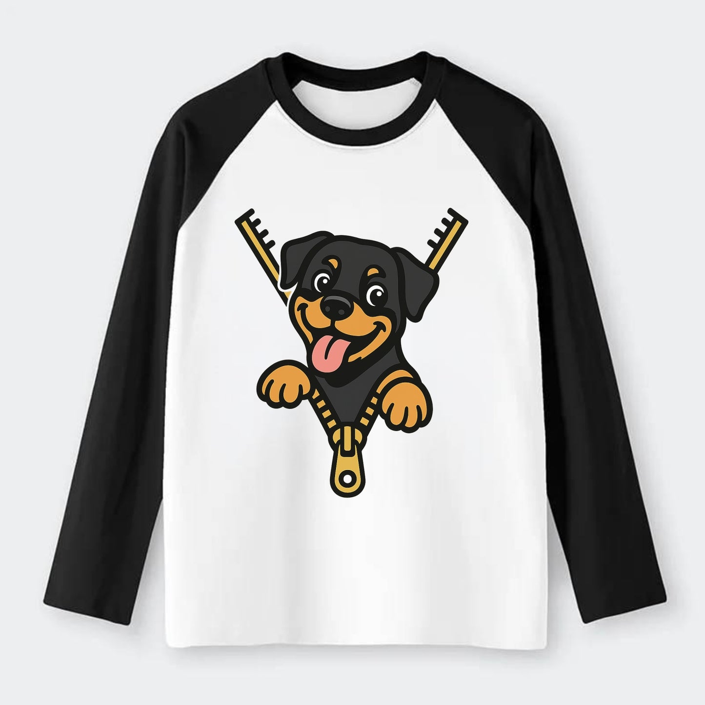 Rottweiler - Raglan Long Sleeve T-Shirt - Black