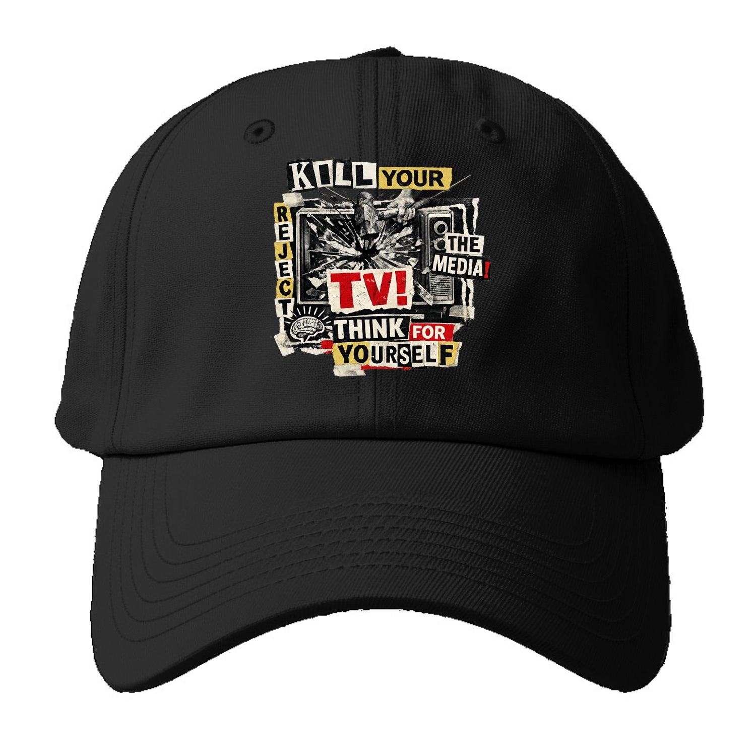 KILL YOUR TV | Smashed television | Reject media | Think for yourself | Analog - Baseball Cap - Black