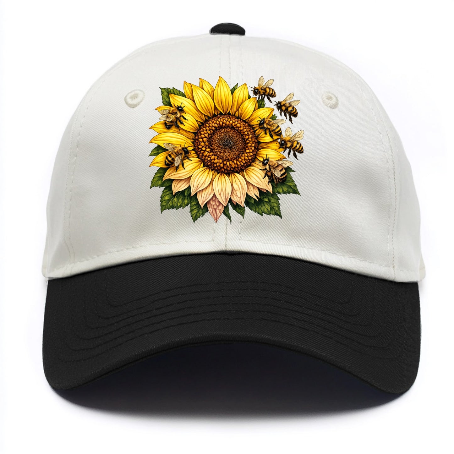 Vintage Sunflower - Two Tone Cap - Black
