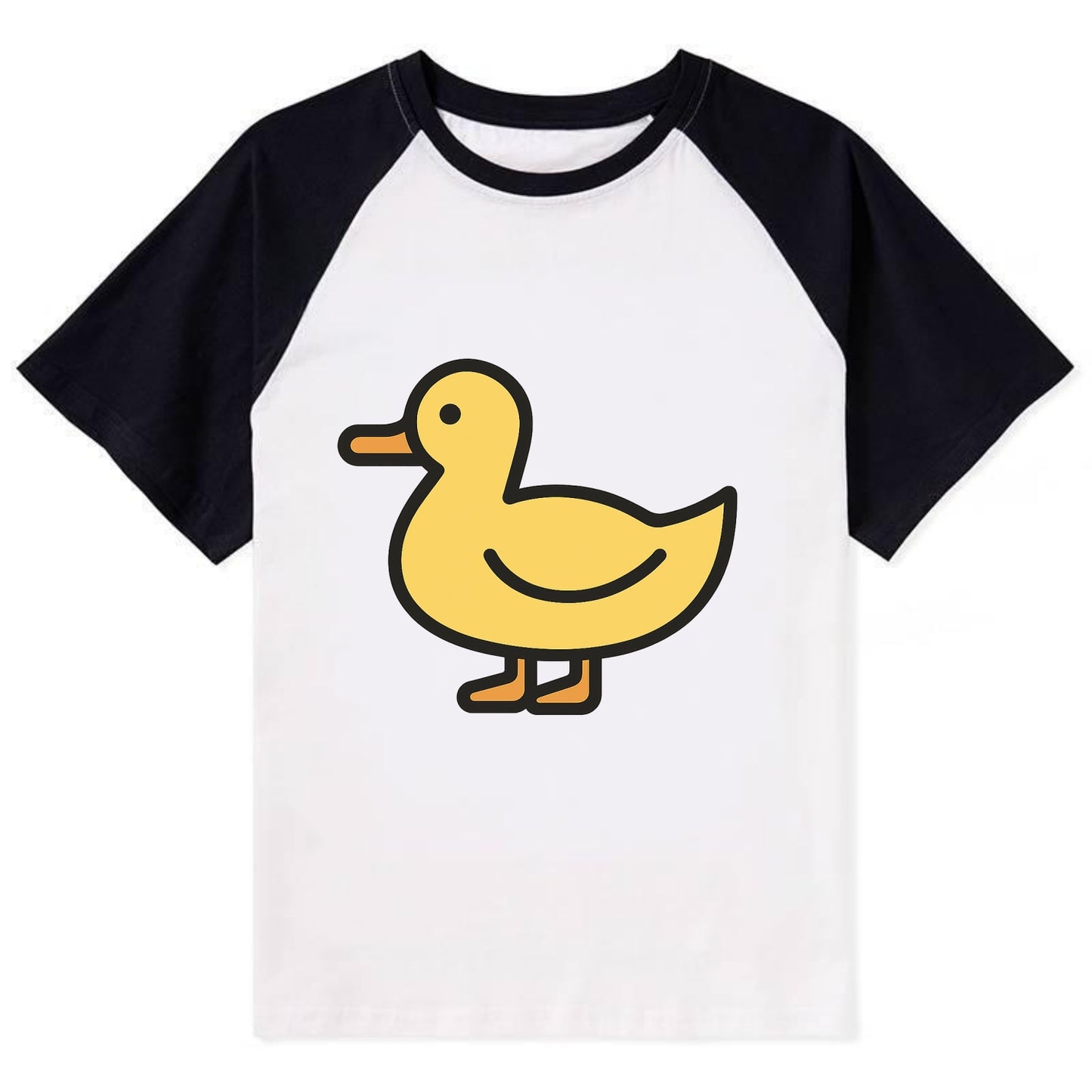 Duck - Yellow mallard flat side profile - Contrast Raglan T-shirt - Black
