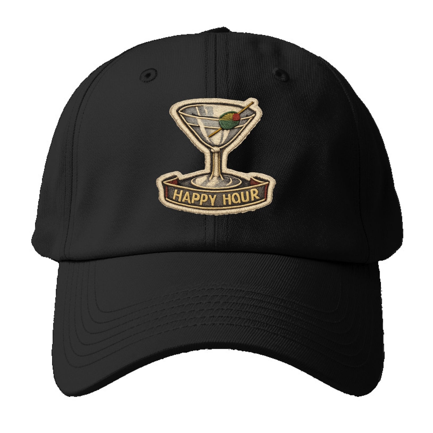 COCKTAIL MARTINI - martini glass with olive in silver and green , happy hour - Baseball Cap - Black