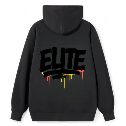 Bold typography design - "ELITE" - top tier, highest level - Classic Pullover Hoodie - Black