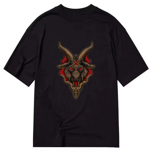 BAPHOMET HEAD - goat head symbol in black and red , occult - Classic T-shirt - Black