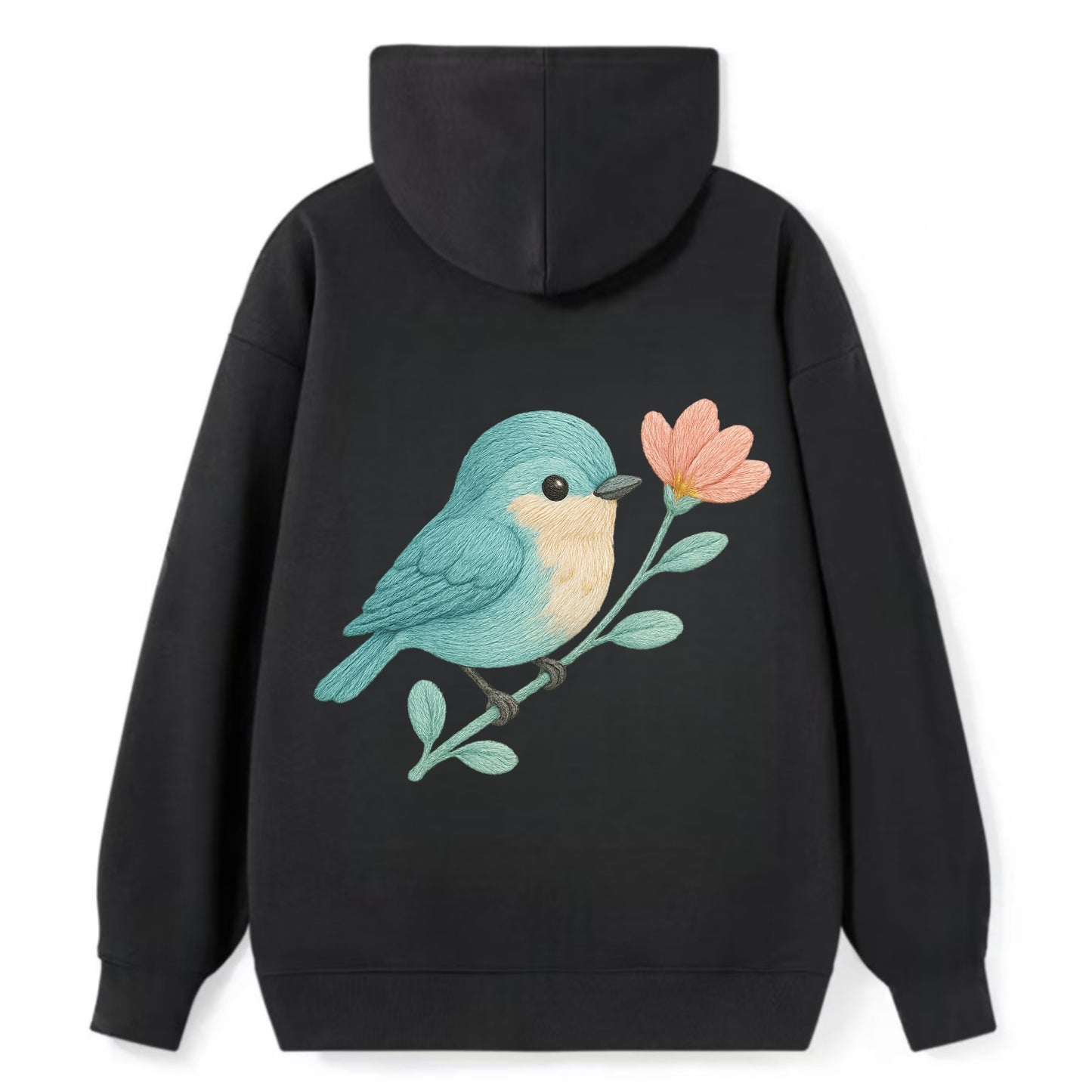 Aqua Chickadee - Classic Pullover Hoodie - Black