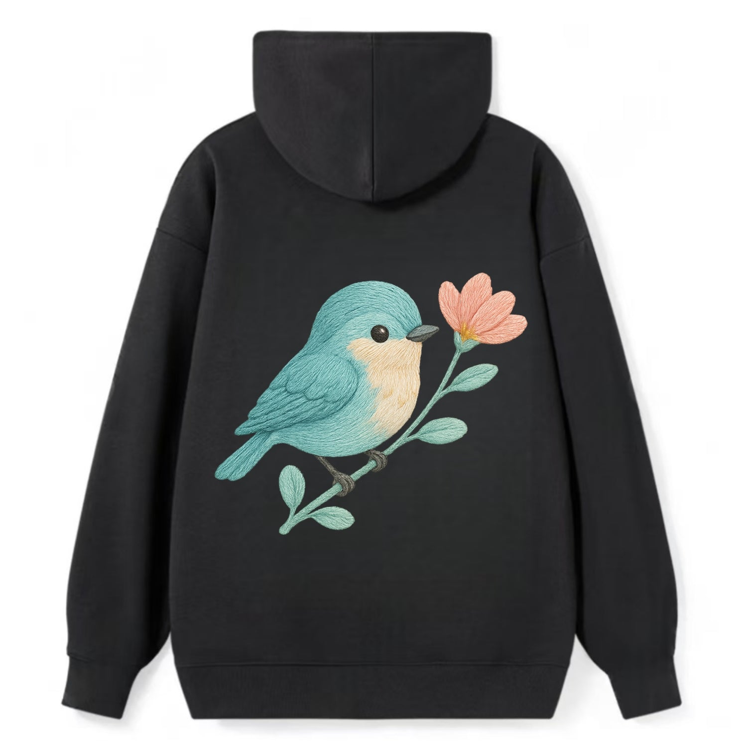 Aqua Chickadee - Classic Pullover Hoodie - Black