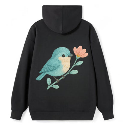 Aqua Chickadee - Classic Pullover Hoodie - Black