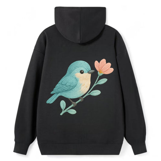 Aqua Chickadee - Classic Pullover Hoodie - Black