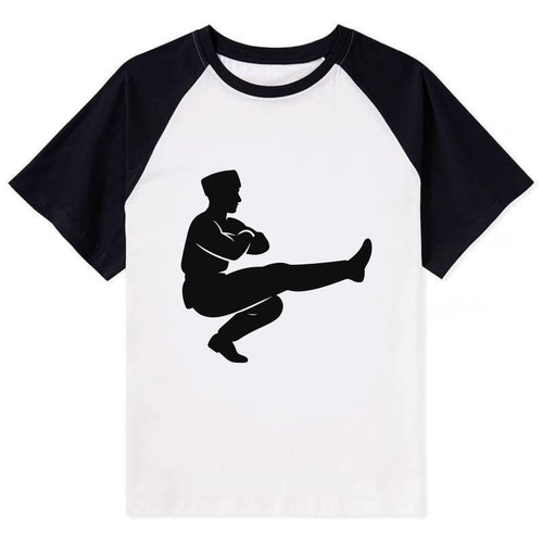 Russian Cossack dancer squat kick - Contrast Raglan T-shirt