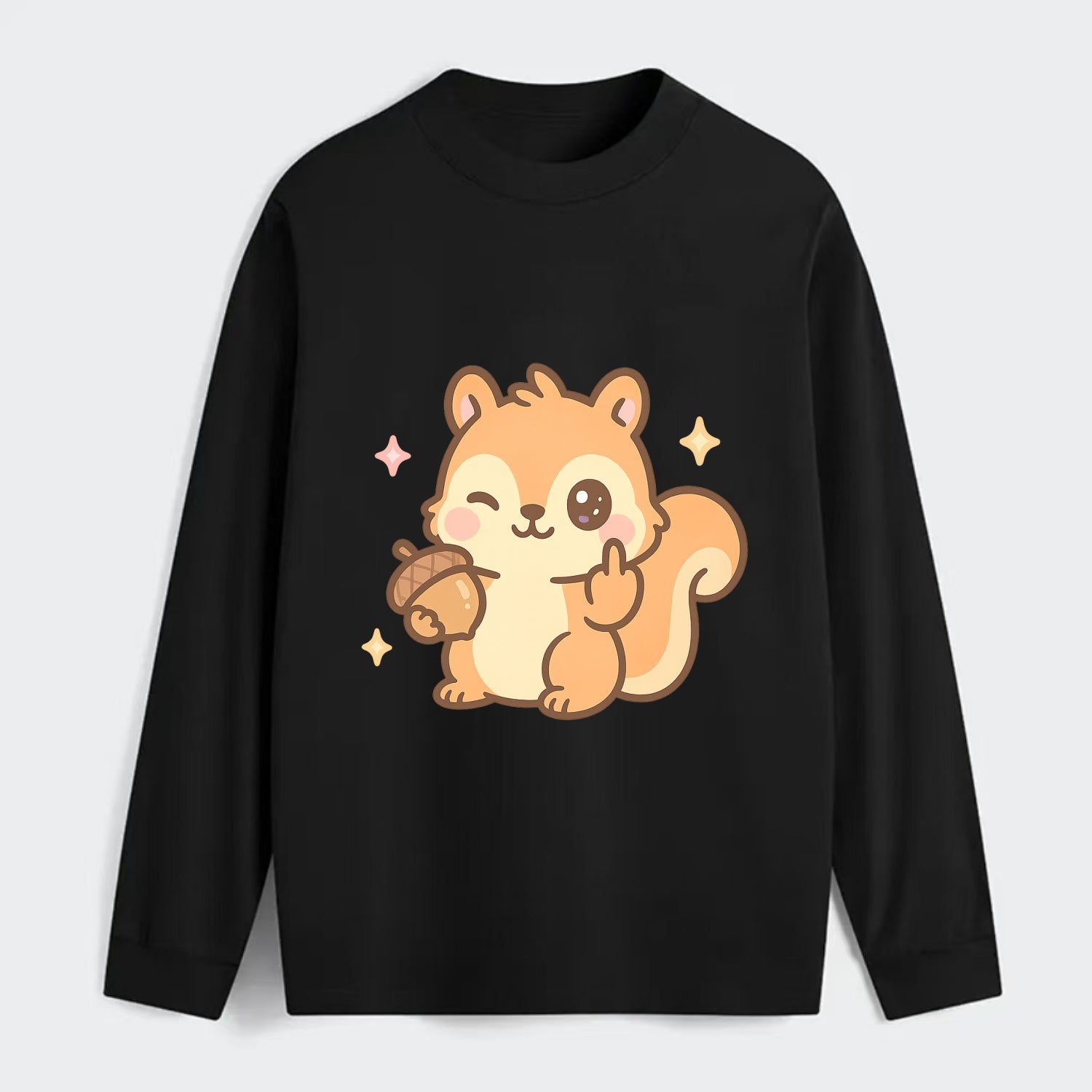 sweet squirrel holding acorn in one paw, flipping off with the other - Classic Long Sleeve Shirt - Black