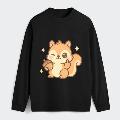 sweet squirrel holding acorn in one paw, flipping off with the other - Classic Long Sleeve Shirt - Black