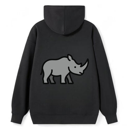 Rhinoceros - Gray with horn flat side profile - Classic Pullover Hoodie - Black