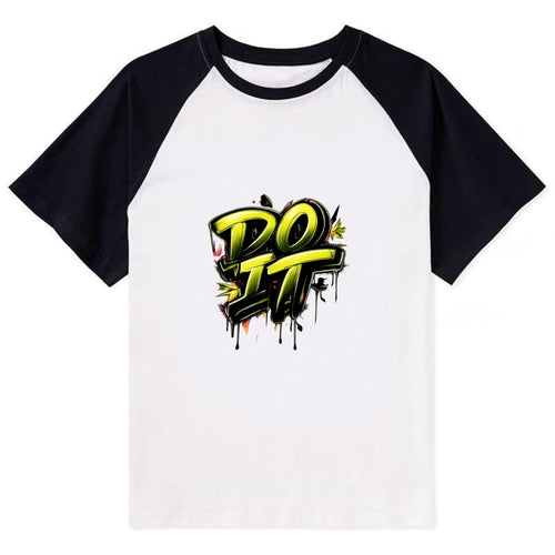 Bold typography design - DO IT - just do it, stop waiting - Contrast Raglan T-shirt