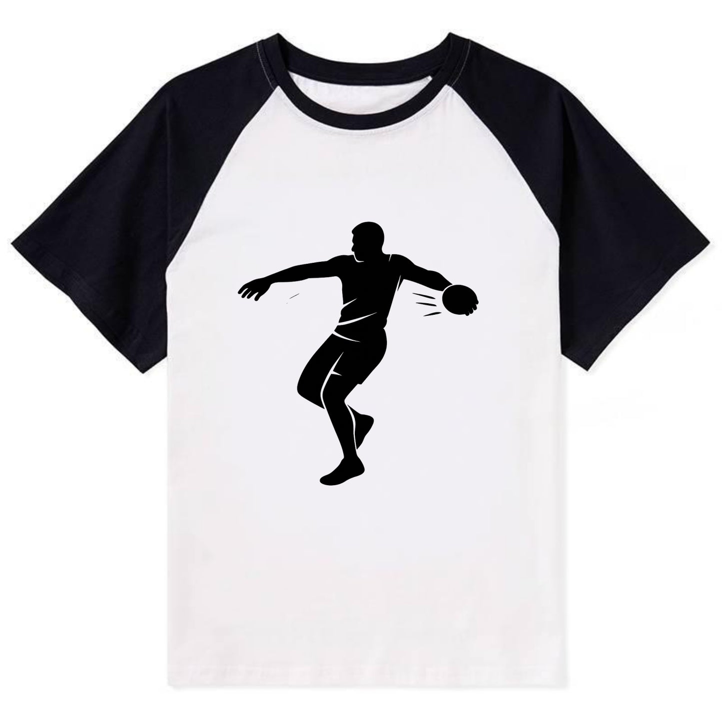 Discus thrower spinning release - Contrast Raglan T-shirt - Black