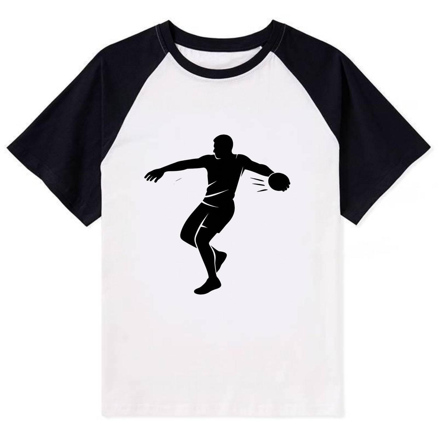 Discus thrower spinning release - Contrast Raglan T-shirt - Black