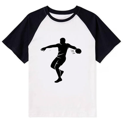 Discus thrower spinning release - Contrast Raglan T-shirt - Black