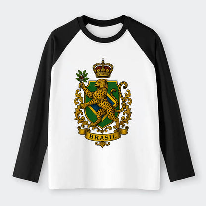 Brazil Jaguar Emblem  - Raglan Long Sleeve T-Shirt - Black