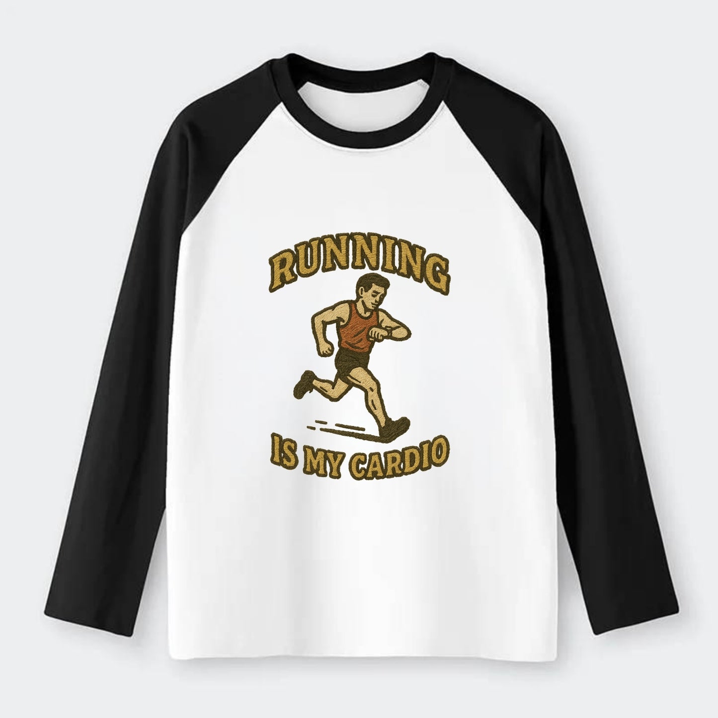 Running Late Is My Cardio  - Raglan Long Sleeve T-Shirt - Black