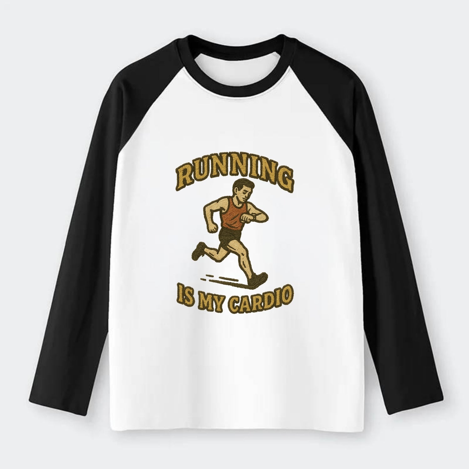 Running Late Is My Cardio  - Raglan Long Sleeve T-Shirt - Black