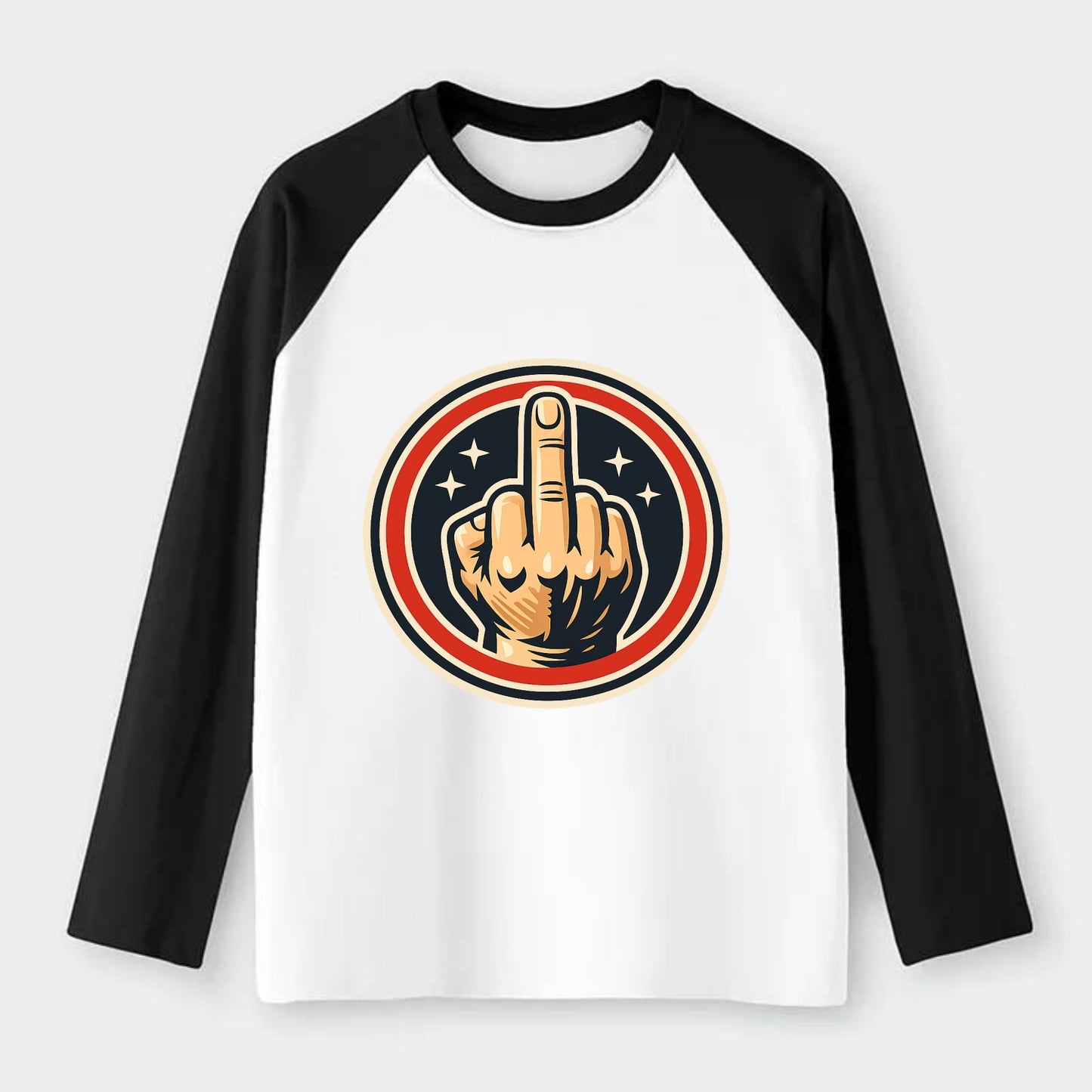 Defiant Spirit Emblem - Raglan Long Sleeve T-Shirt - Black