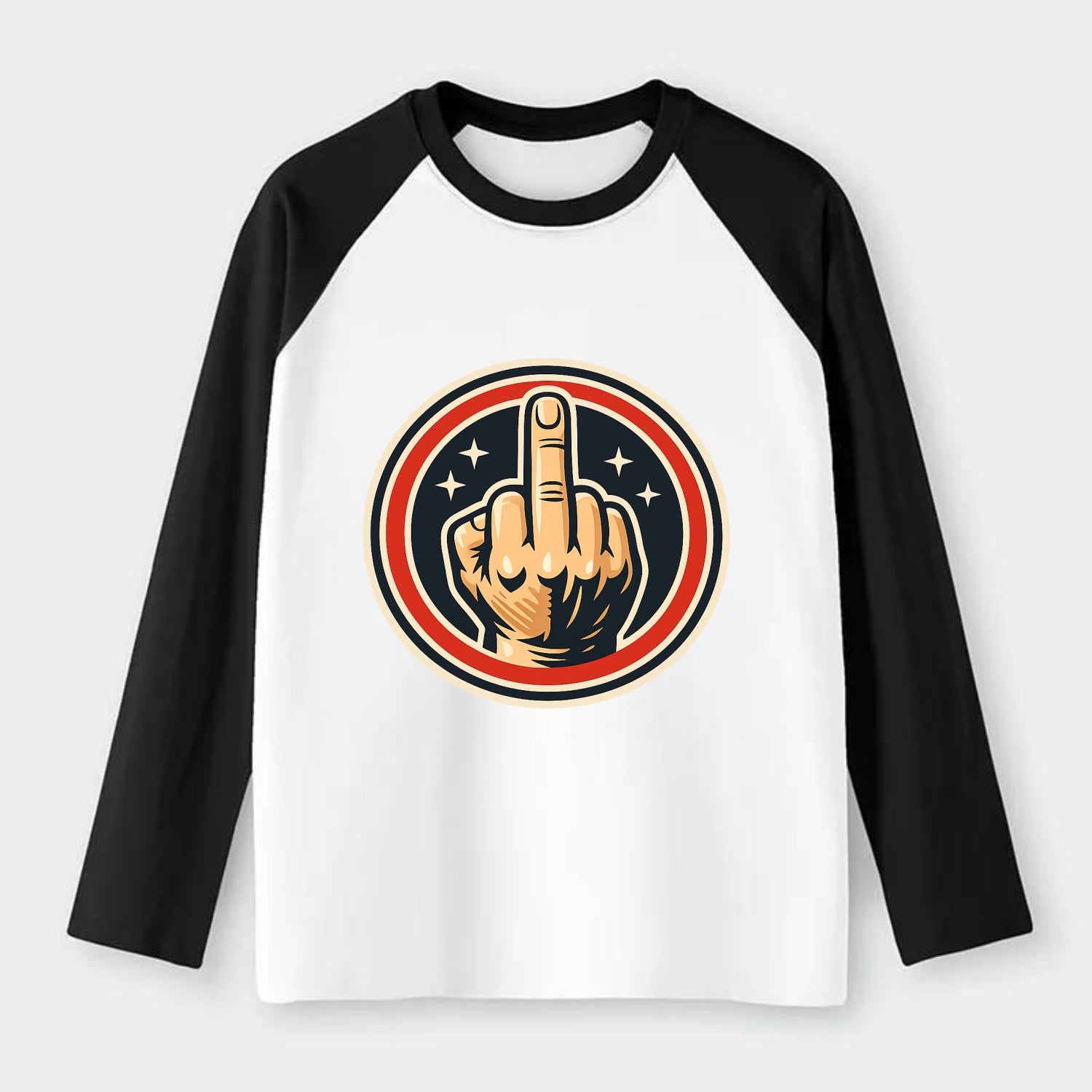 Defiant Spirit Emblem - Raglan Long Sleeve T-Shirt - Black