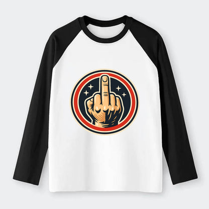 Defiant Spirit Emblem - Raglan Long Sleeve T-Shirt - Black