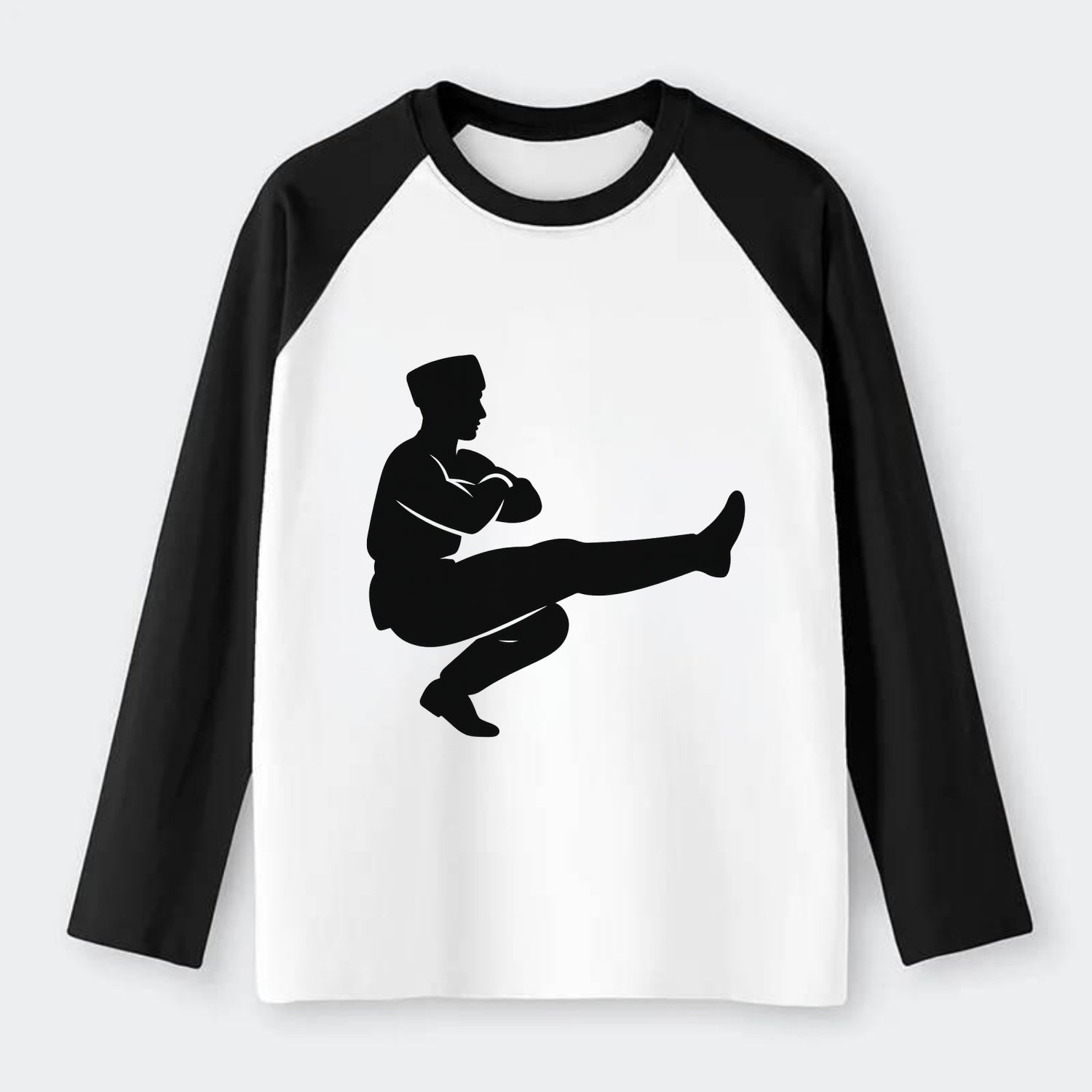 Russian Cossack dancer squat kick - Raglan Long Sleeve T-Shirt - Black