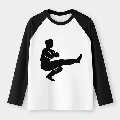 Russian Cossack dancer squat kick - Raglan Long Sleeve T-Shirt - Black