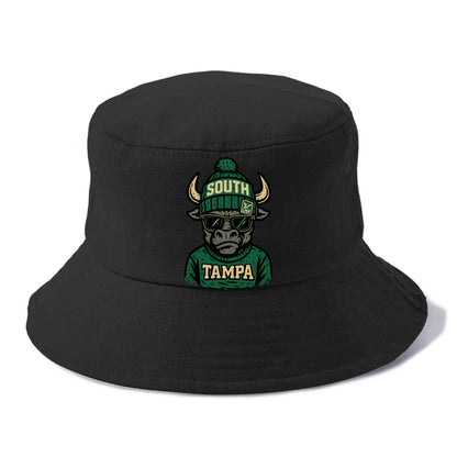 Tampa Bull wearing South Florida beanie with USF patch - Bucket Hat - Black