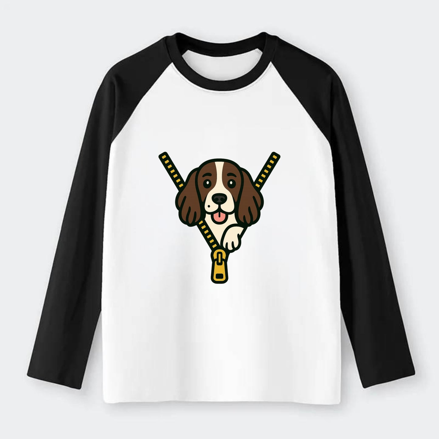 English Springer Spaniel - Raglan Long Sleeve T-Shirt - Black