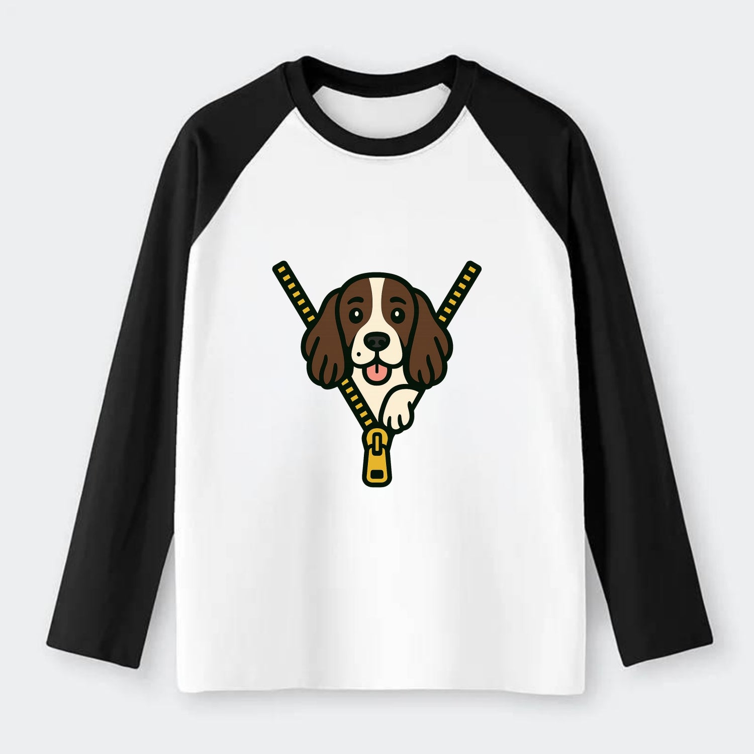 English Springer Spaniel - Raglan Long Sleeve T-Shirt - Black