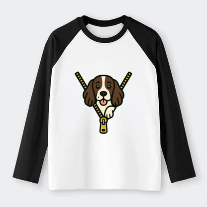 English Springer Spaniel - Raglan Long Sleeve T-Shirt - Black