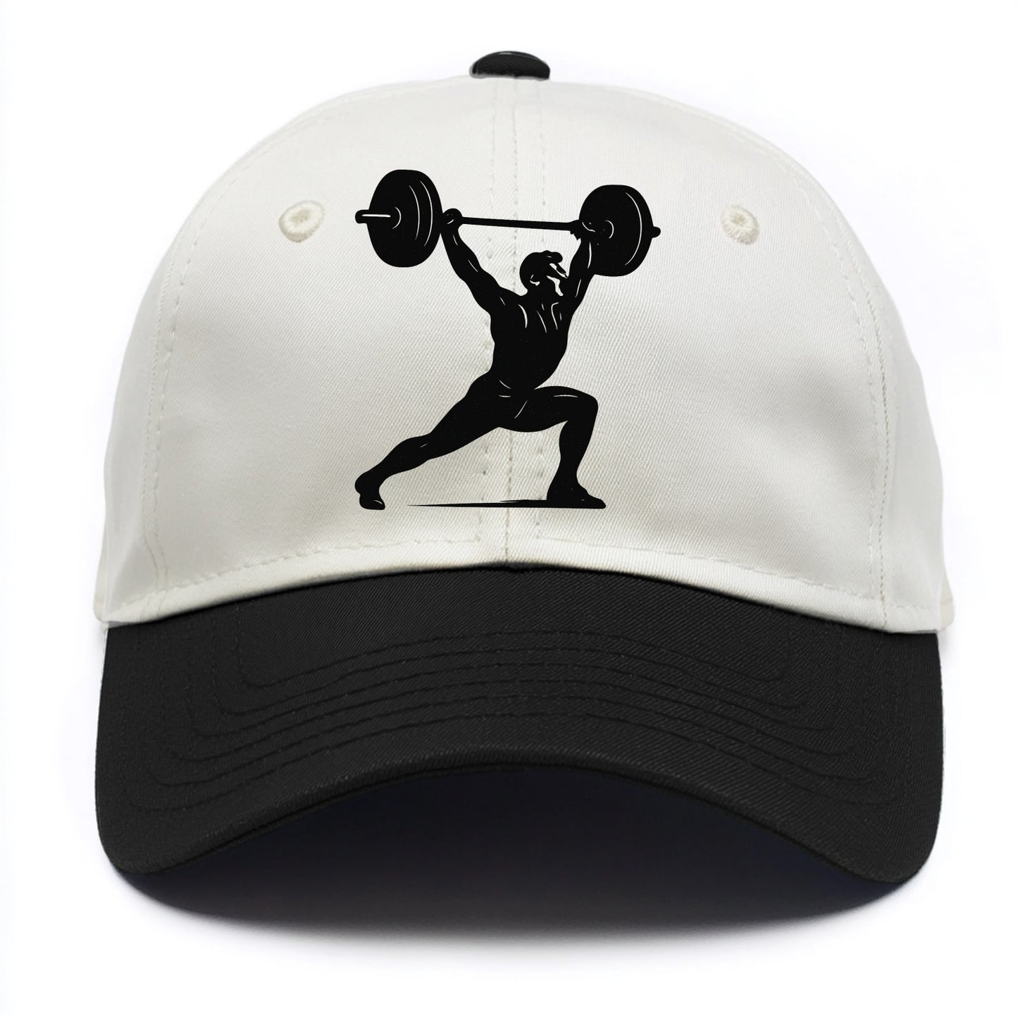 Weightlifter doing overhead snatch - Two Tone Cap - Black