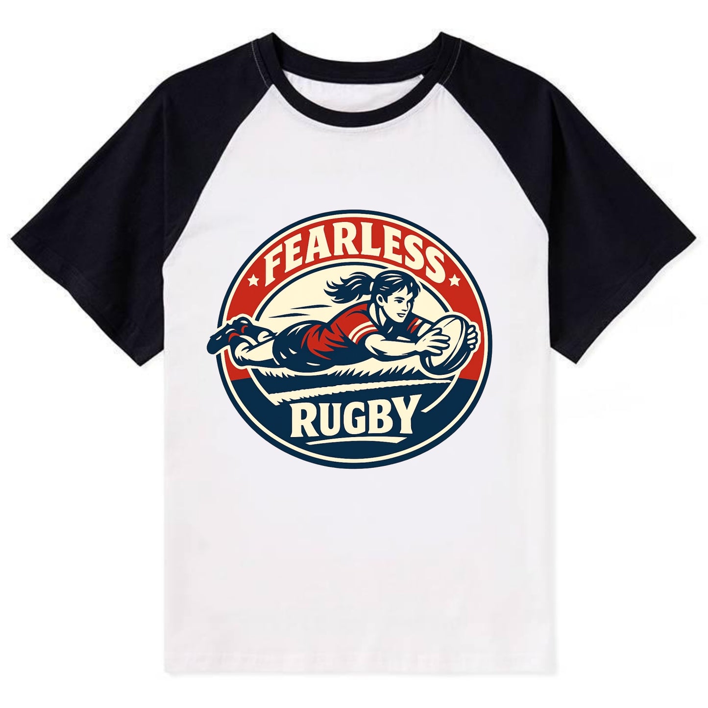 Fearless Try Scorer Emblem - Contrast Raglan T-shirt - Black