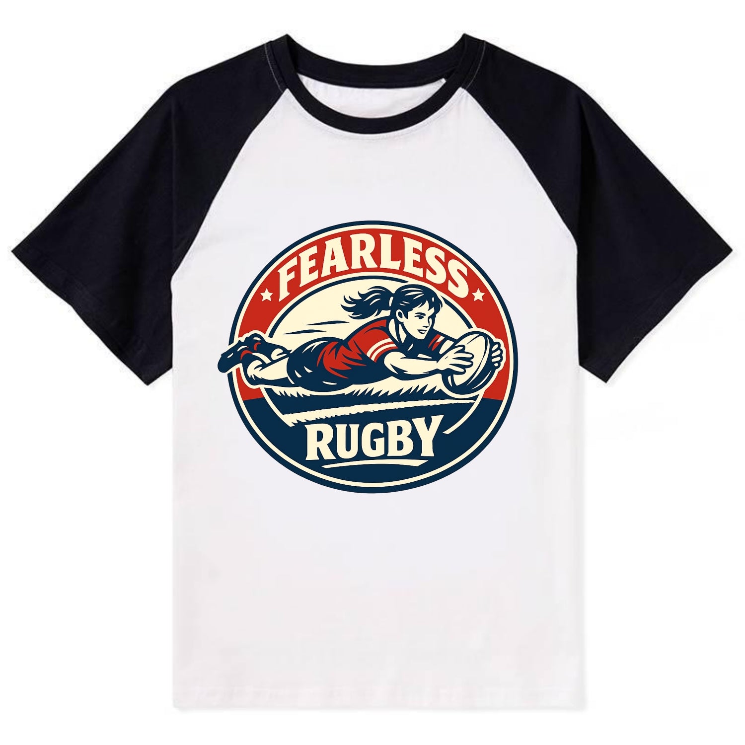 Fearless Try Scorer Emblem - Contrast Raglan T-shirt - Black