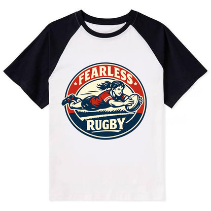 Fearless Try Scorer Emblem - Contrast Raglan T-shirt - Black