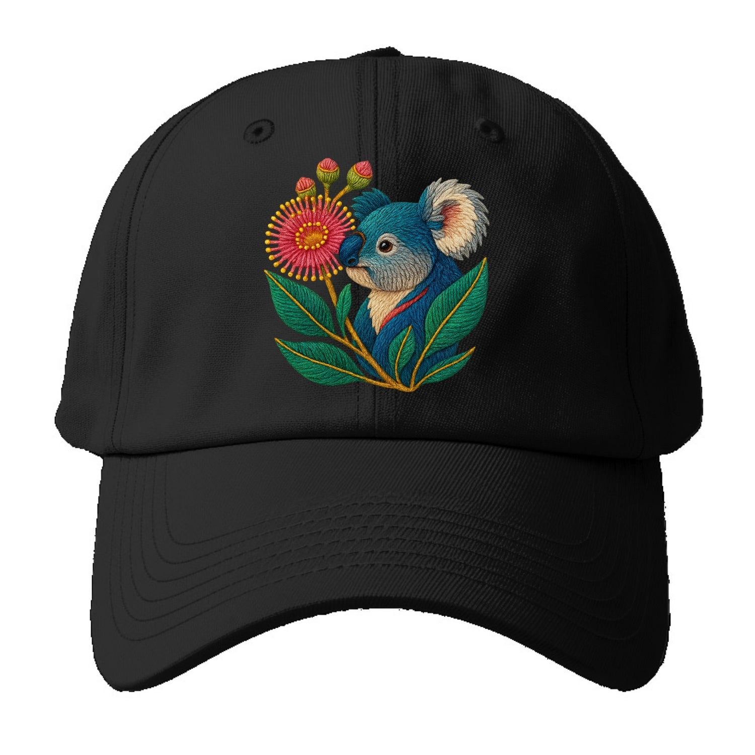 Koala Eucalyptus Bloom - Baseball Cap For Big Heads - Black