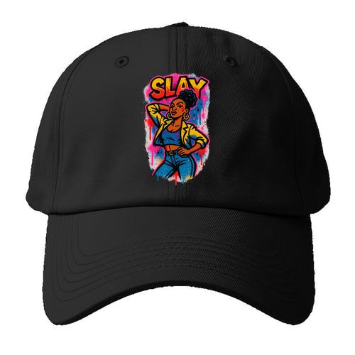 Empowered figure striking confident pose - slay culture, fierce and fabulous energy - Baseball Cap