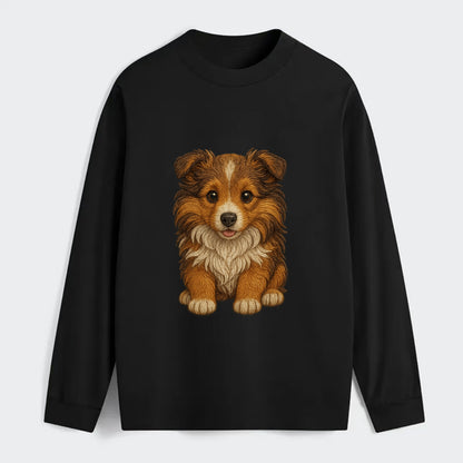 Baby Shetland Sheepdog Puppy - mini collie look, flowing mane, - Classic Long Sleeve Shirt - Black