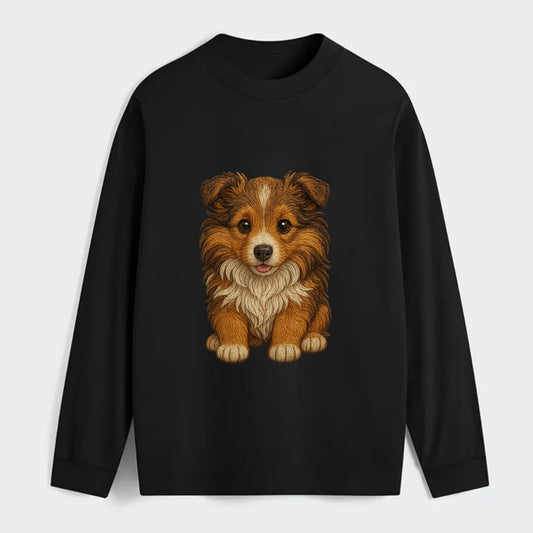 Baby Shetland Sheepdog Puppy - mini collie look, flowing mane, - Classic Long Sleeve Shirt - Black
