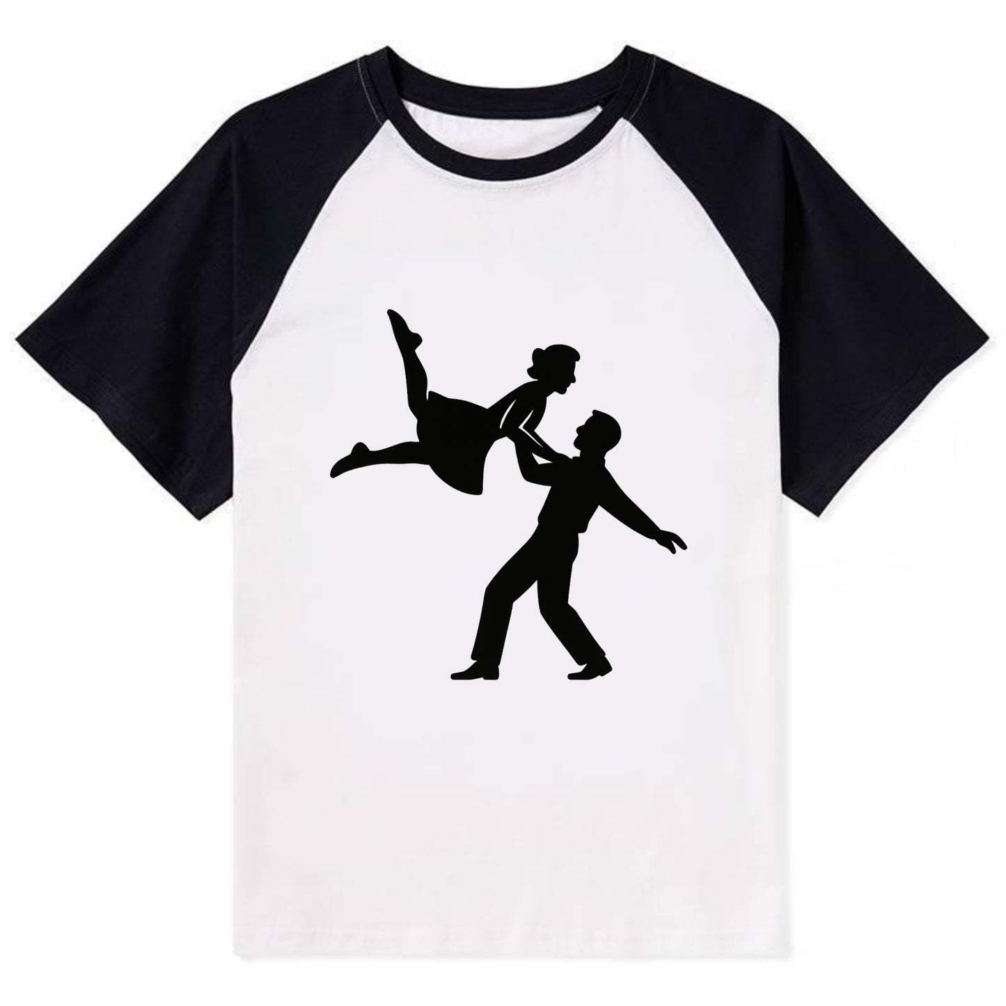 Swing dancers aerial lift - Contrast Raglan T-shirt - Black