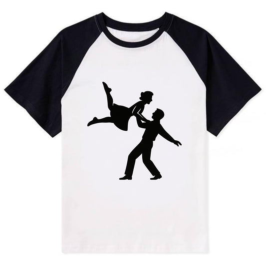 Swing dancers aerial lift - Contrast Raglan T-shirt - Black