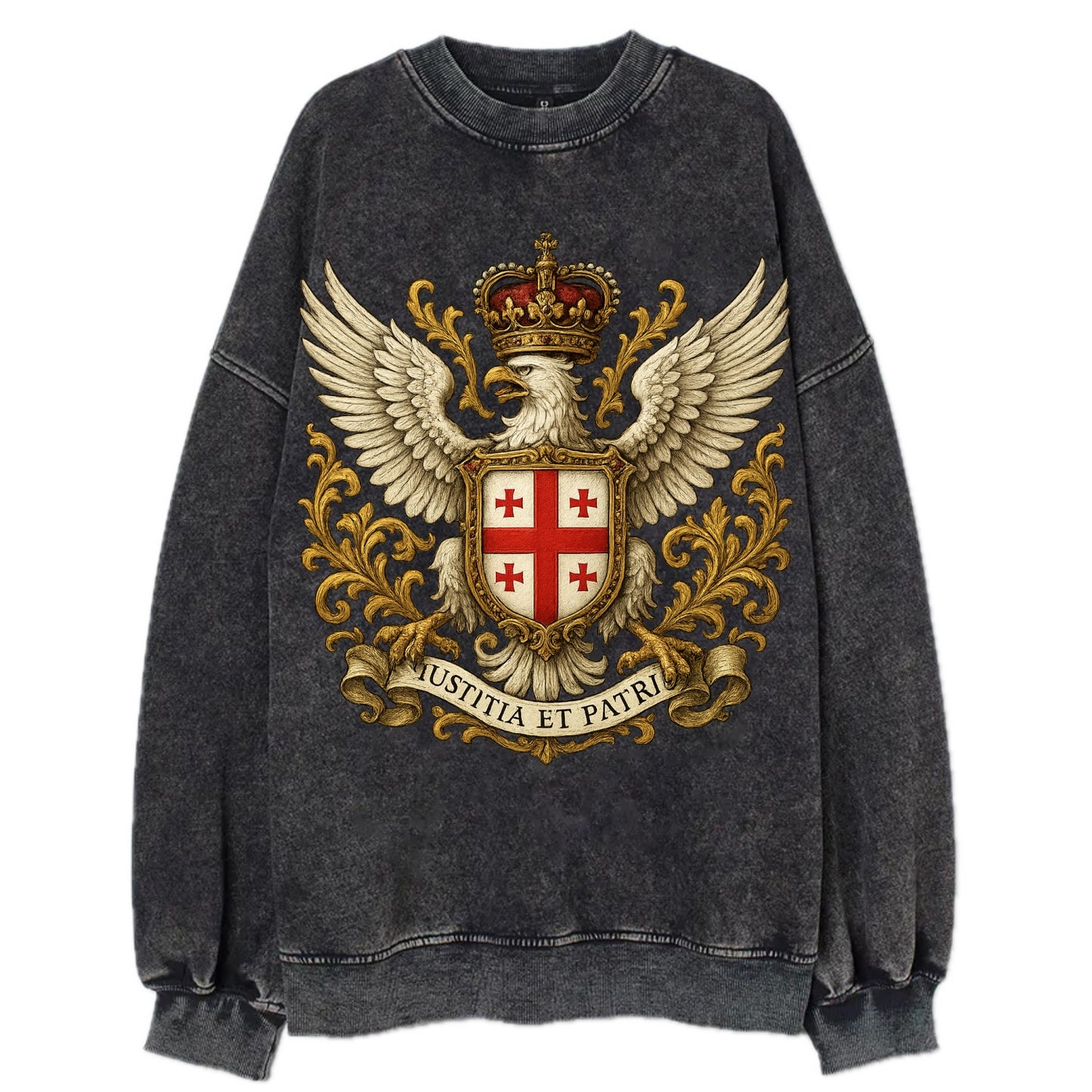 Georgia White Eagle Emblem  - Vintage Sweatshirt - Black